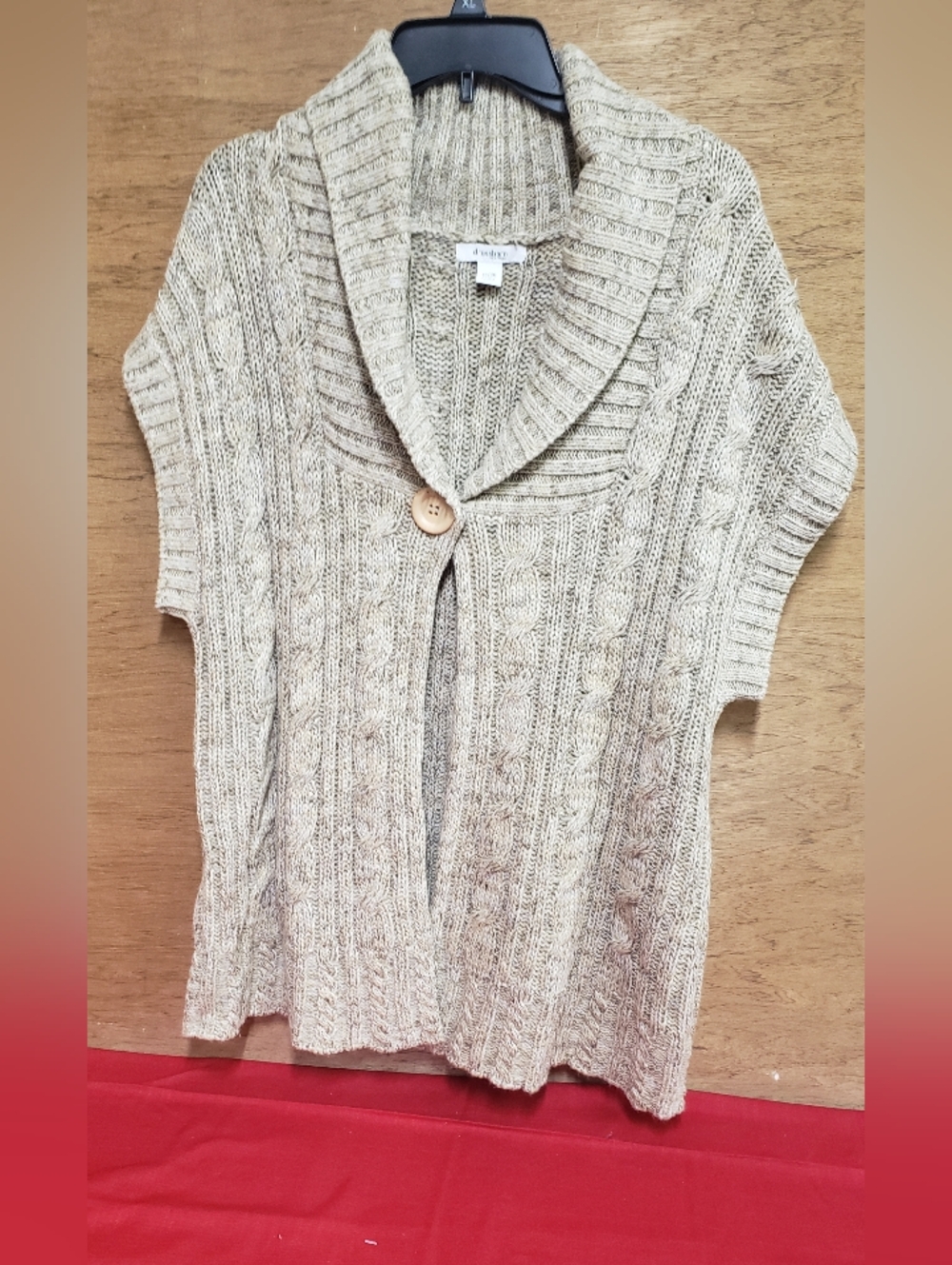 Dress Barn Tan Cable Knit Cardigan With Shawl Collar 18/20